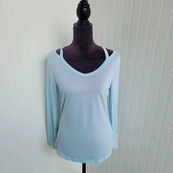 Time and Tru Women Top Light Blue Long Sleeve Modal Poly Pullover Shirt S (4-6) - Picture 1 of 11